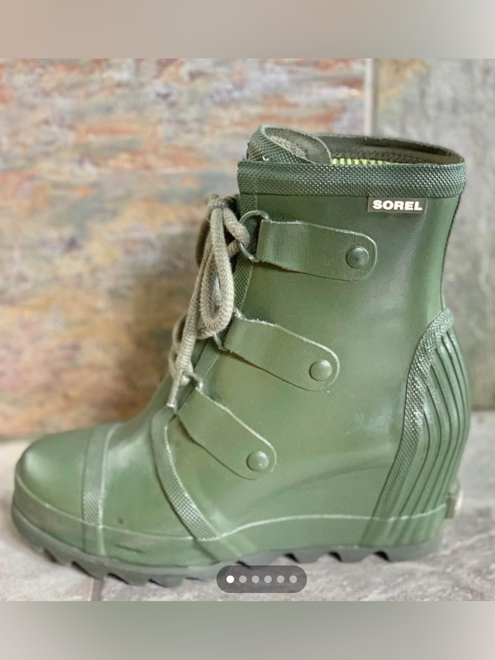 Sorel Olive Green Lace-Up Waterproof Ankle Boot